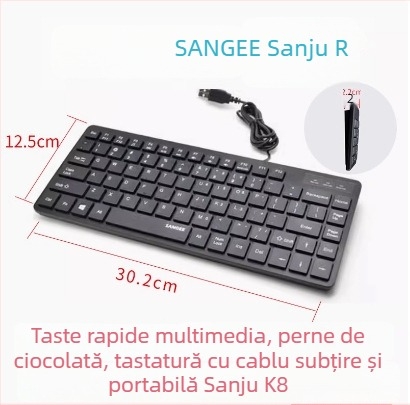 Tastatură USB cu cablu, cu pad numeric mini extern pentru laptopuri; până la 87 de taste; tehnologie X-frame; corp din plastic; fără iluminare de fundal.