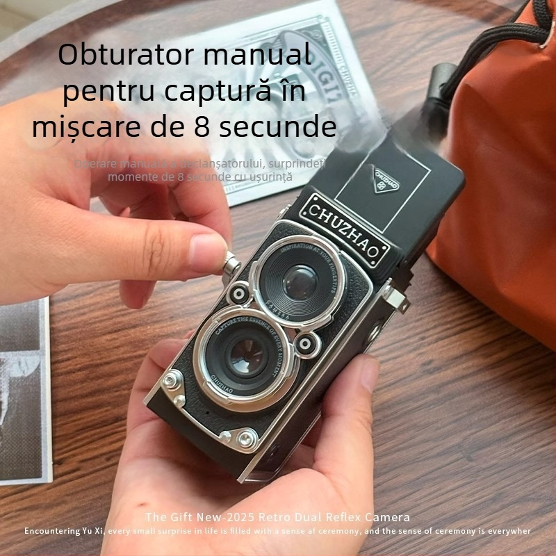Cameră CCD retro – 68 MP, zoom optic 3x, zoom digital 3x, obiectiv ultrawide, stocare pe card SD