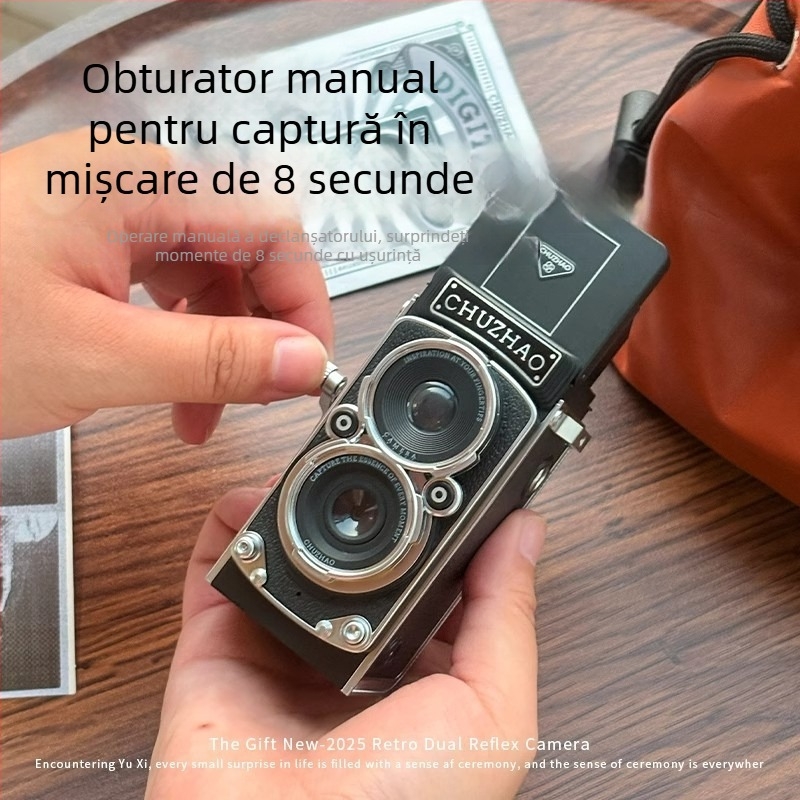 Cameră CCD retro – 68 MP, zoom optic 3x, zoom digital 3x, obiectiv ultrawide, stocare pe card SD