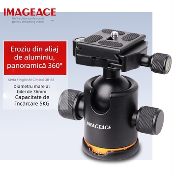 Stabilizator gimbal din aluminiu pentru camere SLR digitale — 360° pan/tilt, gimbal PTZ de masă panoramic sferic pentru A7m4, R6, greutate 0,36 kg