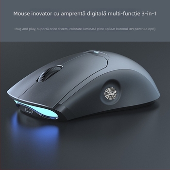 Mouse fără fir cu amprentă biometrică Ft108 — Bluetooth, 2500 DPI, rază 10 m, greutate 96 g, design ergonomic