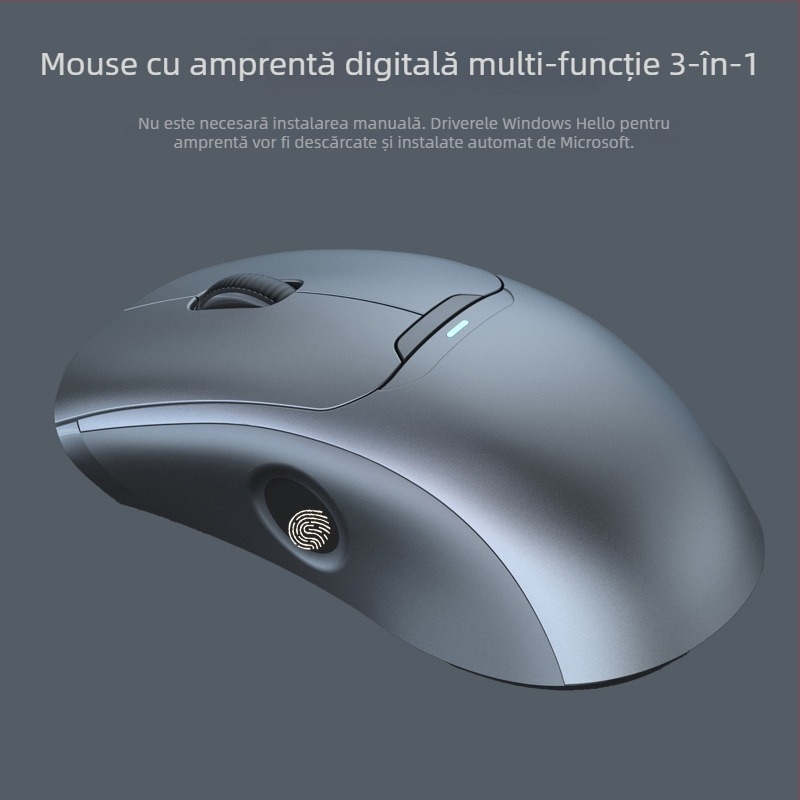 Mouse fără fir cu amprentă biometrică Ft108 — Bluetooth, 2500 DPI, rază 10 m, greutate 96 g, design ergonomic