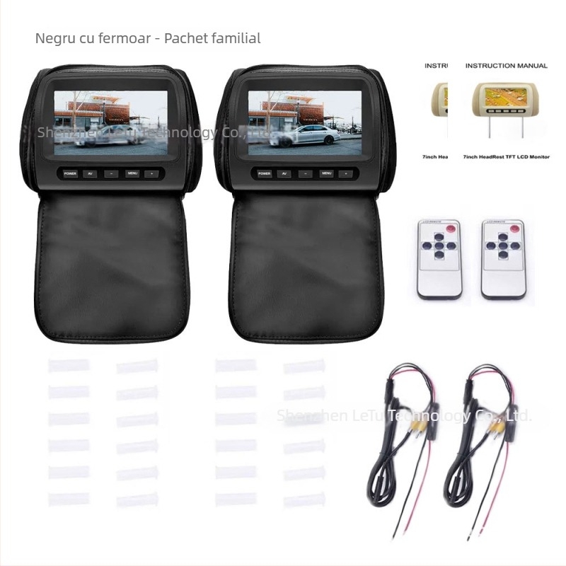 Monitor LCD pentru tetieră auto DL-HM715, TFT-LCD, rezoluție 800x480, intrare CVBS, compatibilitate universală