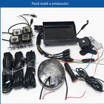 Monitor LCD montat pe vehicul, 4 canale, AHD, cu cameră de mers înapoi pentru camioane și autobuze