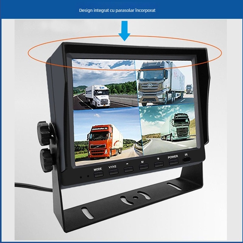 Monitor LCD montat pe vehicul, 4 canale, AHD, cu cameră de mers înapoi pentru camioane și autobuze