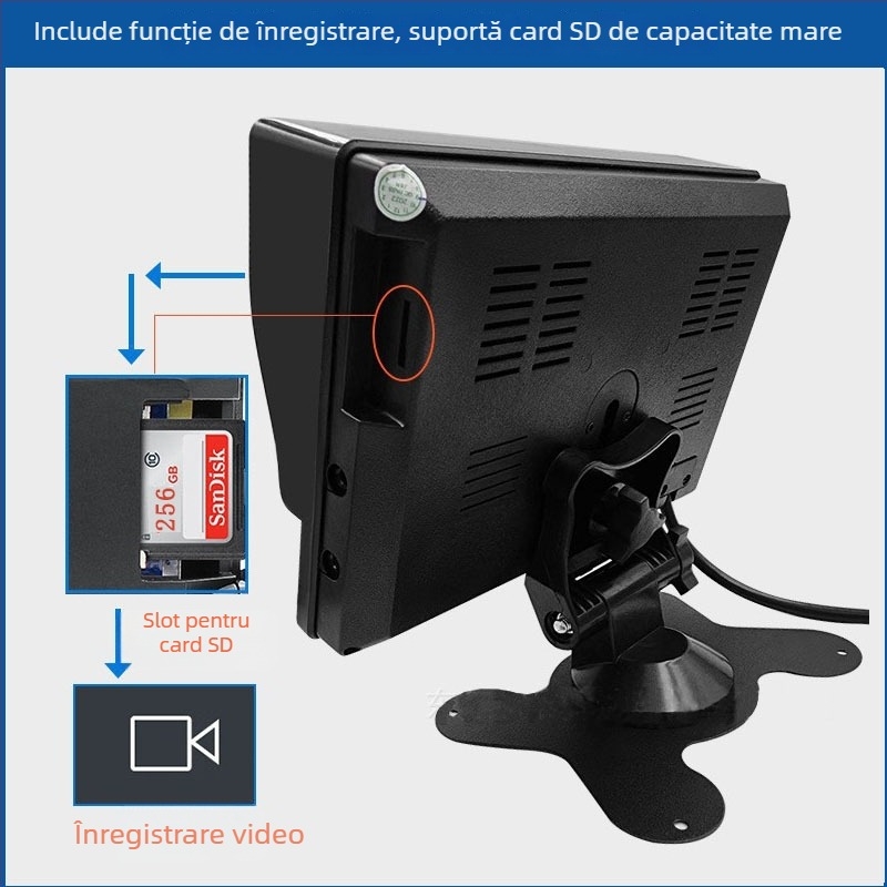 Monitor LCD montat pe vehicul, 4 canale, AHD, cu cameră de mers înapoi pentru camioane și autobuze