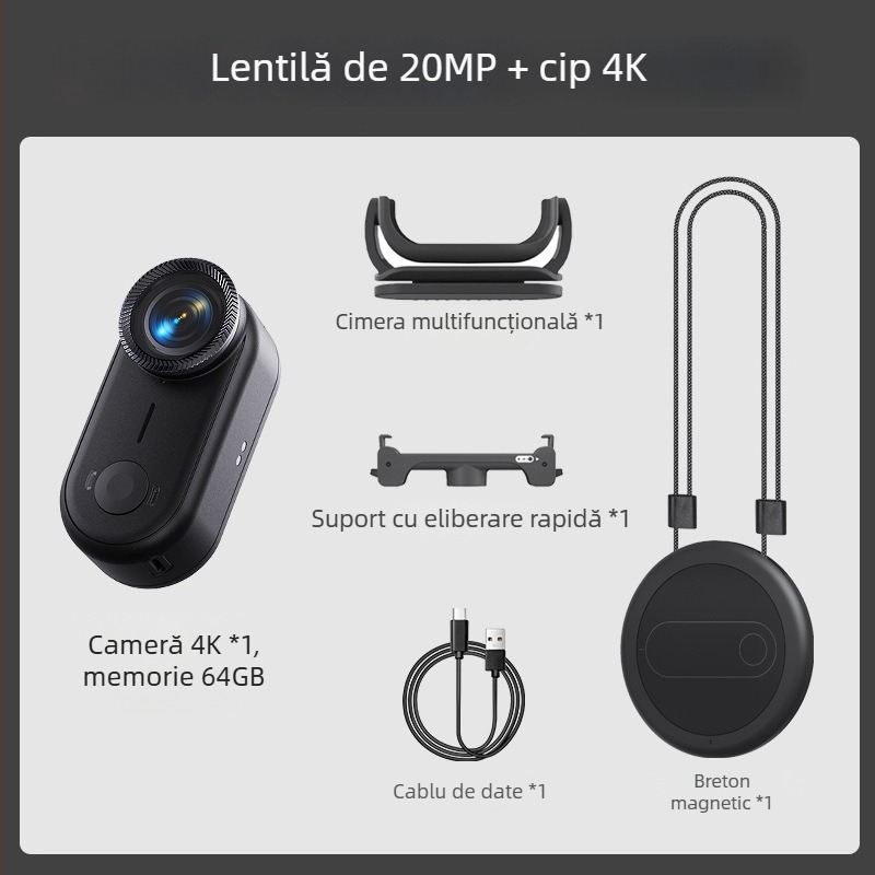 Go9 Cameră pentru animale de companie cu stabilizare 4K, montură la nivelul gâtului, perspectivă din perspectiva primei persoane, senzor 20 MP, baterie de 2 ore