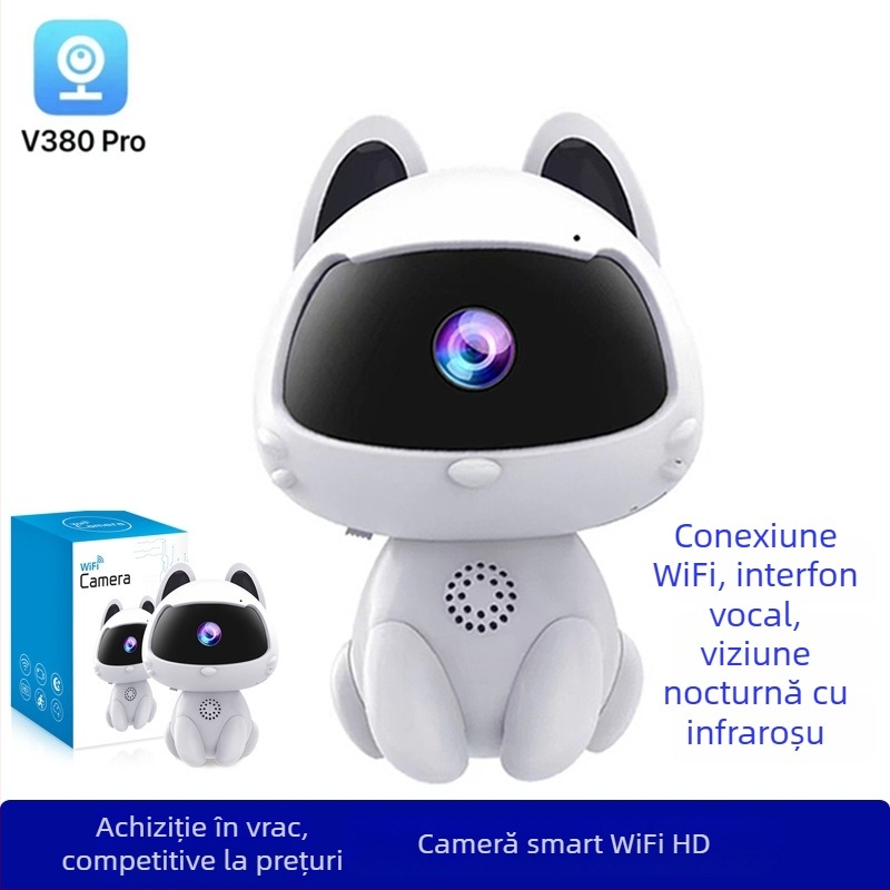 Cameră de securitate wireless pentru interior, pentru animale de companie – 1080P, obiectiv 3.6mm, vedere nocturnă IR la 5 m, utilizare în interior, detecție pietoni cu alerte