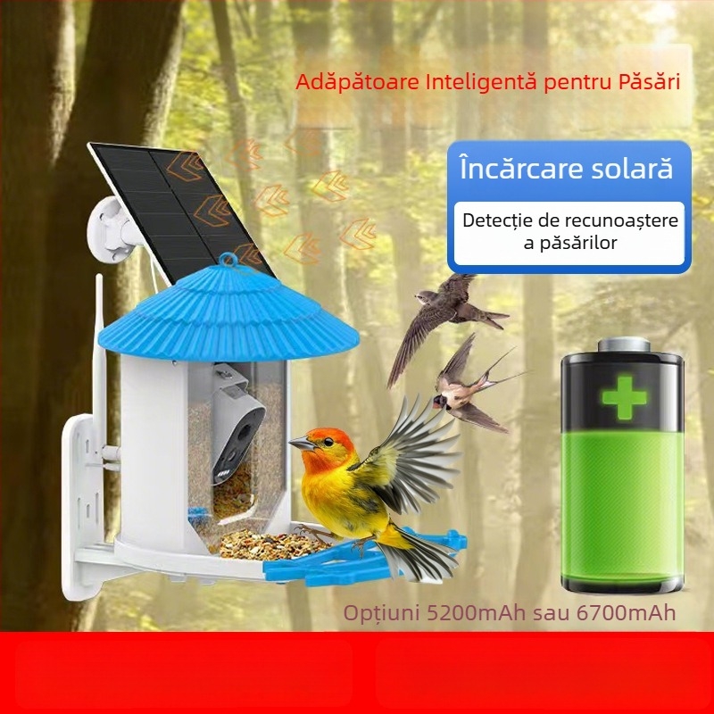 Camera pentru hrănire a păsărilor BF10 — autonomie baterie 30 zile, rază imagine 15 m, material ABS ecologic, carcasă din plastic (Model BF10, autonomie baterie 30 zile, rază imagine 15 m, Material ABS ecologic, Carcasă din plastic)