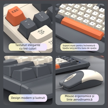 RAIKU R903 Set tastatură și mouse cu cablu – tastatură USB și mouse USB, cablu de 1,4 m