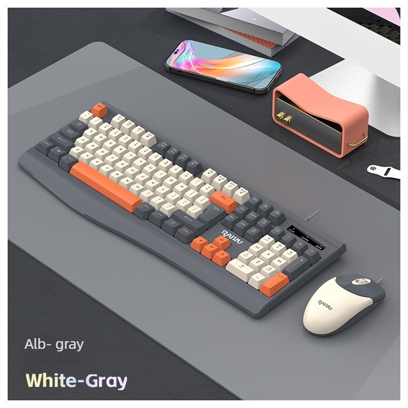 RAIKU R903 Set tastatură și mouse cu cablu – tastatură USB și mouse USB, cablu de 1,4 m