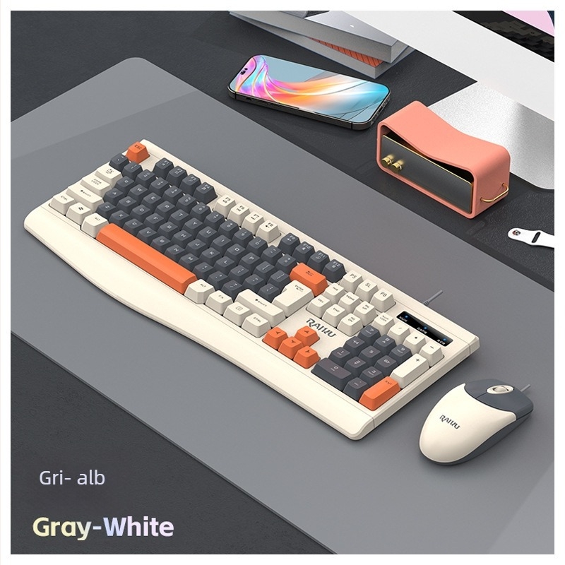 RAIKU R903 Set tastatură și mouse cu cablu – tastatură USB și mouse USB, cablu de 1,4 m