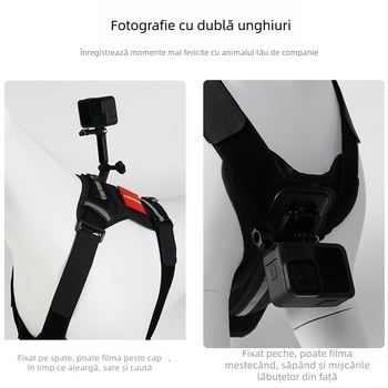 Montură pentru ham de câine pentru camere GoPro/DJI — Slim Bracket, plastic, brand Chuxi; compatibil cu camerele de acțiune
