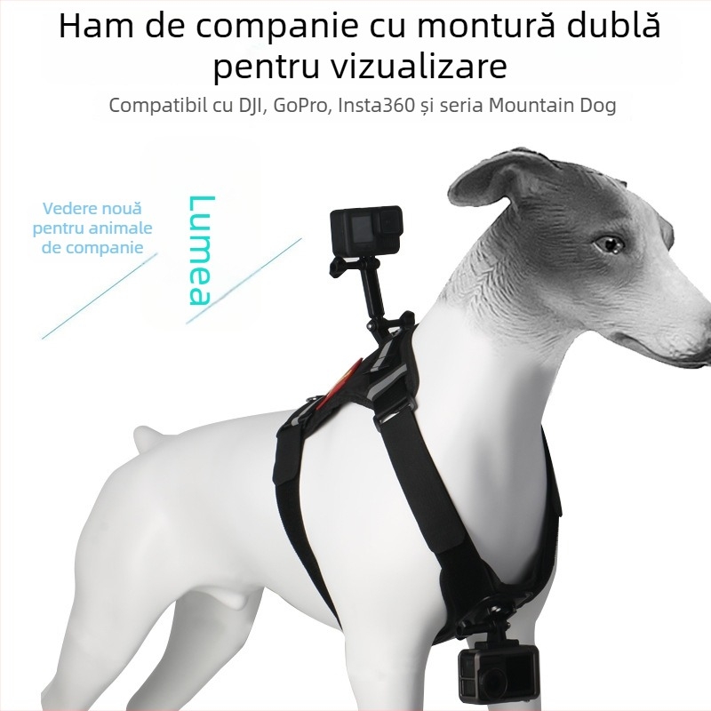Montură pentru ham de câine pentru camere GoPro/DJI — Slim Bracket, plastic, brand Chuxi; compatibil cu camerele de acțiune