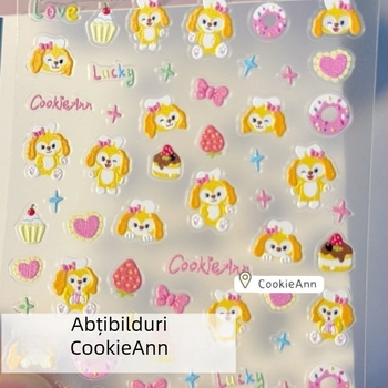 Set de stickere pentru manichiură – Cățeluș drăguț, desen animat, relief 3D, pentru unghii DIY