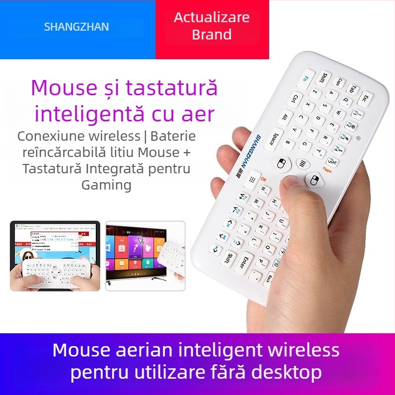 Set wireless tastatură și mouse cu Air Mouse și control gyro, F2S, USB tastatură, USB mouse, design integrat