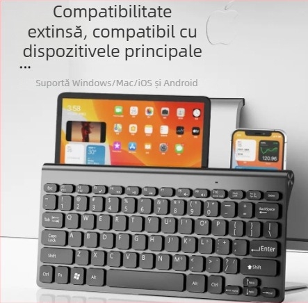 Set tastatură și mouse fără fir – ultra-subțire, silențios, Bluetooth, 98+ taste, mini, portabil, compatibil cu laptop