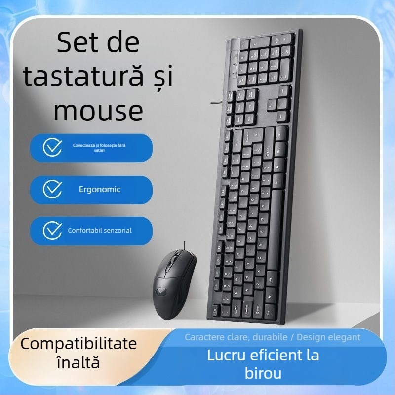 Set USB tastatură și mouse cablat pentru PC și laptop
