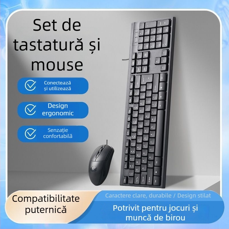 Set USB tastatură și mouse cablat pentru PC și laptop