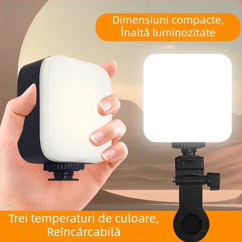 Lumină de umplere mini cu baterie încorporată — Iluminare RGB, Temperatură a culorii 2500K-9900K, Model M-88, Lumină de buzunar portabilă pentru fotografie