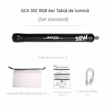 Inkee GCA30C RGB LED lumină de fill pentru fotografie – lanternă portabilă pentru filmări în aer liber și streaming live (10–50W, baterie încorporată)