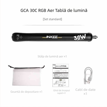 Inkee GCA30C RGB LED lumină de fill pentru fotografie – lanternă portabilă pentru filmări în aer liber și streaming live (10–50W, baterie încorporată)