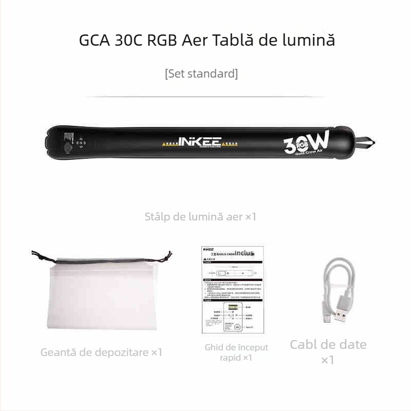 Inkee GCA30C RGB LED lumină de fill pentru fotografie – lanternă portabilă pentru filmări în aer liber și streaming live (10–50W, baterie încorporată)