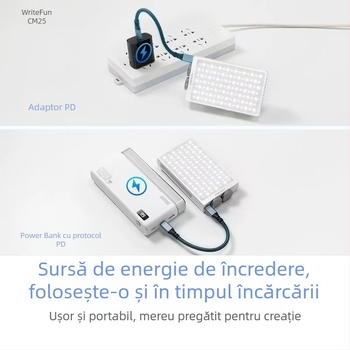 Zhiyun CM25 Lumină de fill pentru fotografie, lampă portabilă de mână pentru streaming, temperatură de culoare duală, 25W, 12V