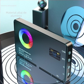 Lumină de umplere LED – RGB multicolor, temperatură de culoare reglabilă 2500–9900K, putere 10–50W, 5V, model LED-M1SE, utilizare pe birou