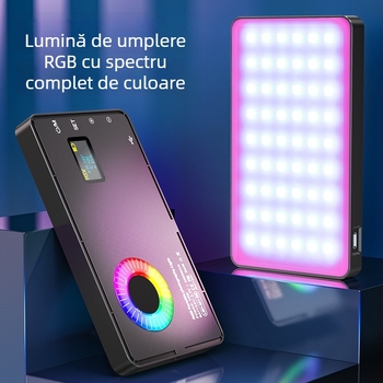Lumină de umplere LED – RGB multicolor, temperatură de culoare reglabilă 2500–9900K, putere 10–50W, 5V, model LED-M1SE, utilizare pe birou