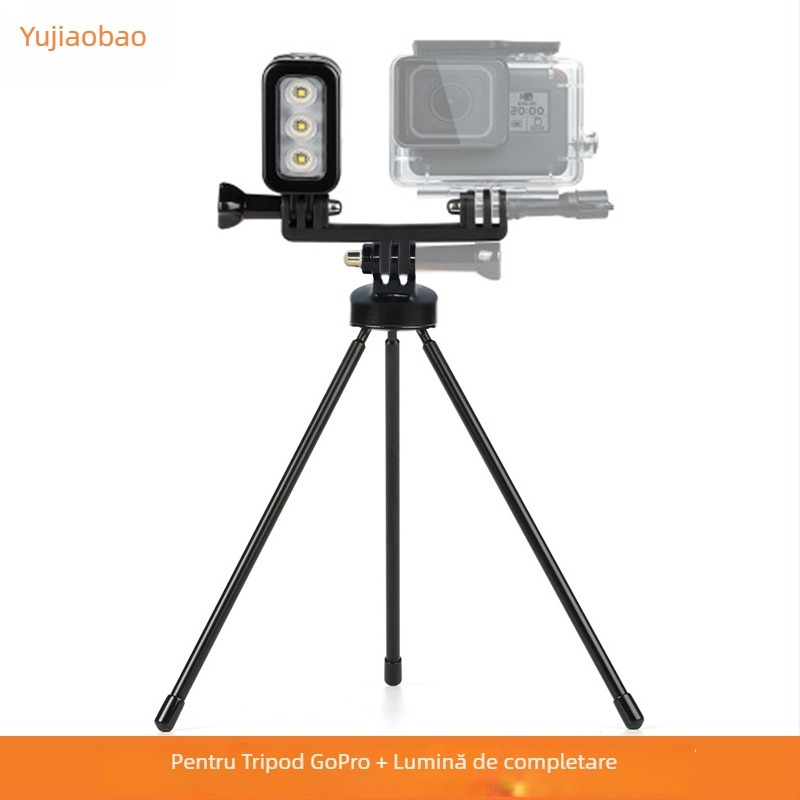 Lumină subacvatică GoPro cu trepied – ABS+LED, impermeabilă pentru camere de acțiune