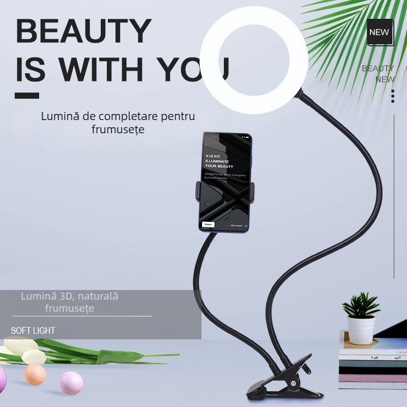 Lumină dublă pentru streaming live, inel de lumină pliabil pentru telefoane mobile, 5W, 5V, procesare personalizabilă