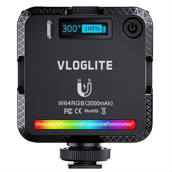 W64RGB Lumină LED de umplere pentru portret, streaming live și fotografie; Putere 6W, baterie încorporată de 3.7V, portabilă