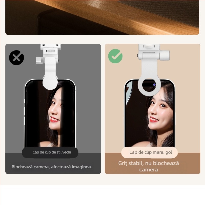 Lumină LED de umplere mini pentru fotografie și streaming live, model F01, LED tri-color, 3.5W, 5V, manevrabilă