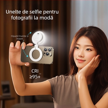 Lumină de umplere magnetică de buzunar – LED portabil, pliabil, pentru selfie cu telefonul, fotografie în exterior, 3 moduri de iluminare, 5V