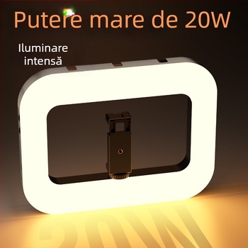 Lumină inel pentru portret și înregistrări video, lumină de umplere manuală, iluminare portabilă cu temperatură a culorii reglabilă 2500–9900K și reglaj al intensității, model Zgrl-02, 20W