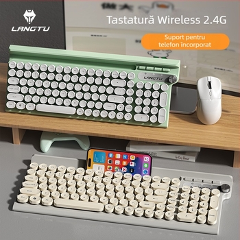Set tastatură și mouse LT500 – 2,4 GHz wireless, interfețe USB pentru tastatură și mouse, senzor optic 4000 DPI, ergonomic, rezistent la apă