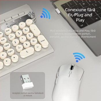 Set tastatură și mouse LT500 – 2,4 GHz wireless, interfețe USB pentru tastatură și mouse, senzor optic 4000 DPI, ergonomic, rezistent la apă