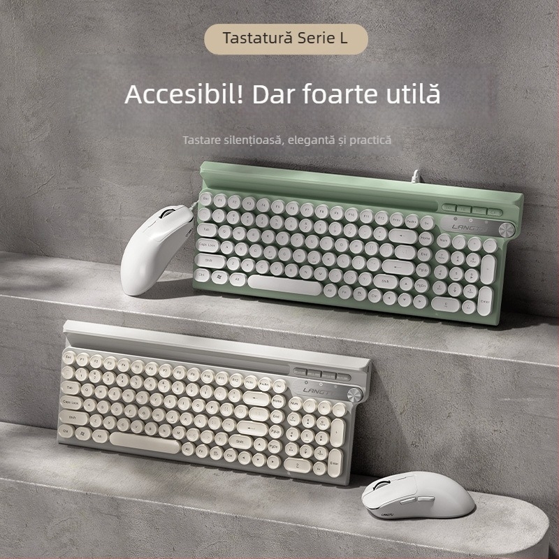 Set tastatură și mouse LT500 – 2,4 GHz wireless, interfețe USB pentru tastatură și mouse, senzor optic 4000 DPI, ergonomic, rezistent la apă