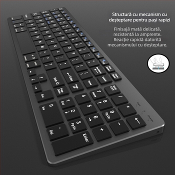 Set tastatură și mouse wireless — silențios, senzor optic 1600dpi, ergonomic, rezistent la apă, interfețe USB