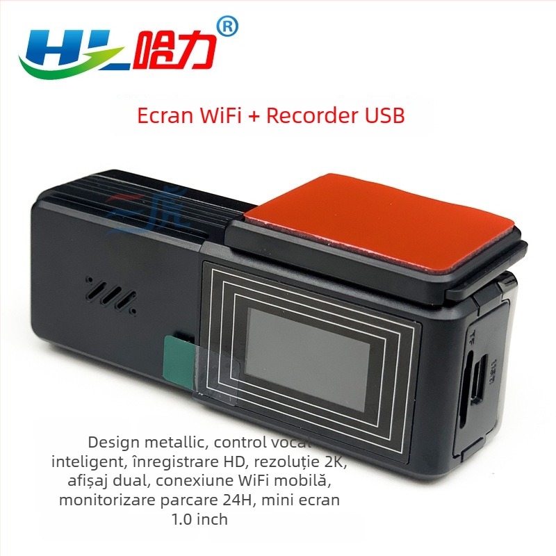 Camera dash auto 1080p, lentilă 150°, WiFi, control vocal inteligent, monitorizare parcare 24h