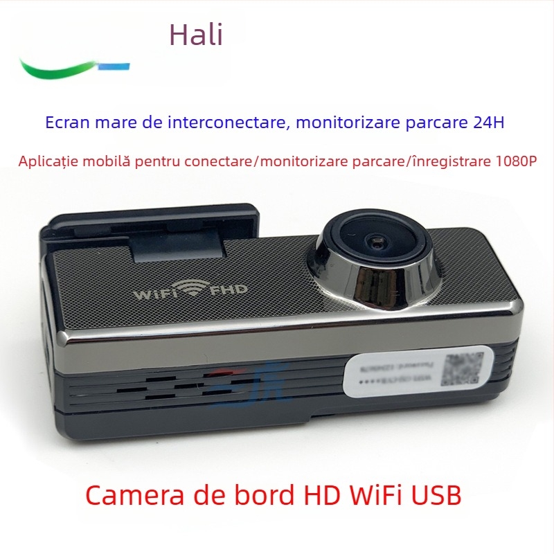 Camera dash auto 1080p, lentilă 150°, WiFi, control vocal inteligent, monitorizare parcare 24h