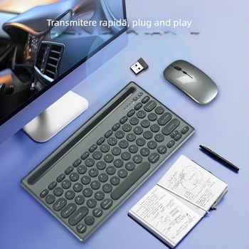 Set tastatură și mouse wireless K1000 – Bluetooth și 2.4G dual-mode, 100 taste, compatibil cu notebook, tabletă, desktop și telefon mobil