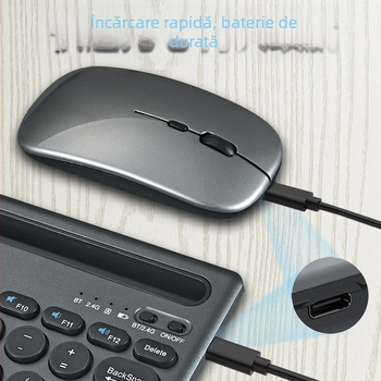 Set tastatură și mouse wireless K1000 – Bluetooth și 2.4G dual-mode, 100 taste, compatibil cu notebook, tabletă, desktop și telefon mobil