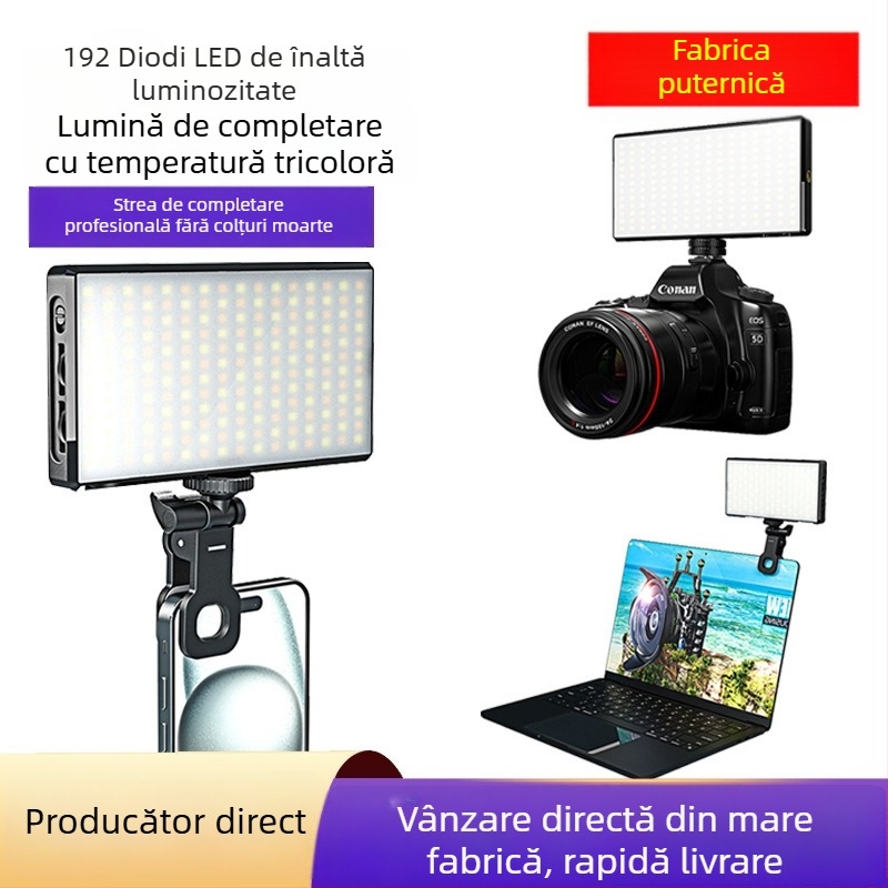 Lumină mică de umplere pentru fotografie cu trei temperaturi de culoare, 12W, 3.7V, LED portabil, model ST196