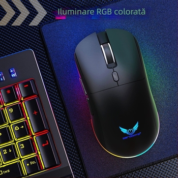 Mouse fără fir cu mod dual 2.4G/Bluetooth, DPI 1600, 6 butoane, interfață USB, reîncărcabil și ergonomic