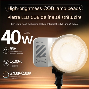 Lumină de fotografie de buzunar cu baterie încorporată — manevrare manuală, temperatură de culoare reglabilă 2500K-9900K, putere 51-100W, 220V