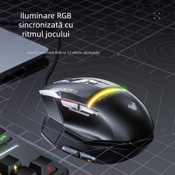 AULA Tarantula S12PRO mouse de gaming cu fir, mecanic, macro-programabil, 12800 DPI, 8 taste programabile, USB, reglaj DPI în patru trepte, design ergonomic