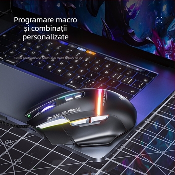 AULA Tarantula S12PRO mouse de gaming cu fir, mecanic, macro-programabil, 12800 DPI, 8 taste programabile, USB, reglaj DPI în patru trepte, design ergonomic