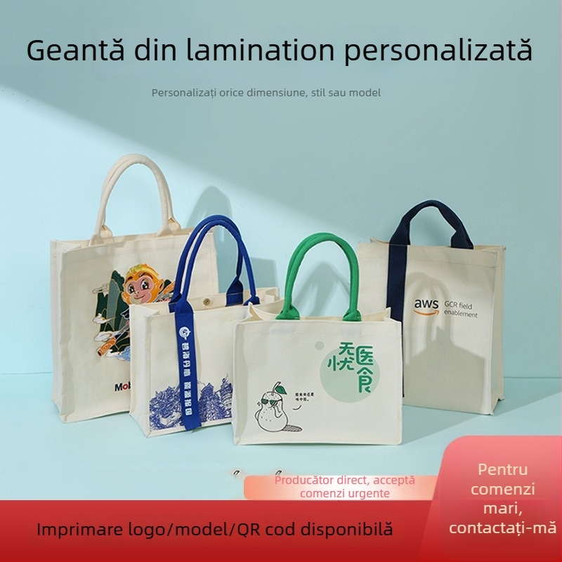 Geantă Tote din canvas cu logo personalizat, personalizabilă, imprimare prin transfer termic